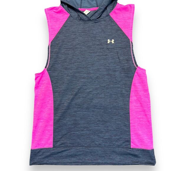 Under Armour Womens Hoodie Sleeveless Loose Fit Pullover Lightweight Blue Pink - Picture 3 of 9